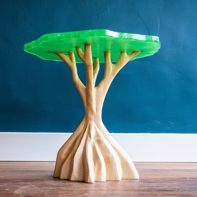 Wood And Epoxy Waterfall Table