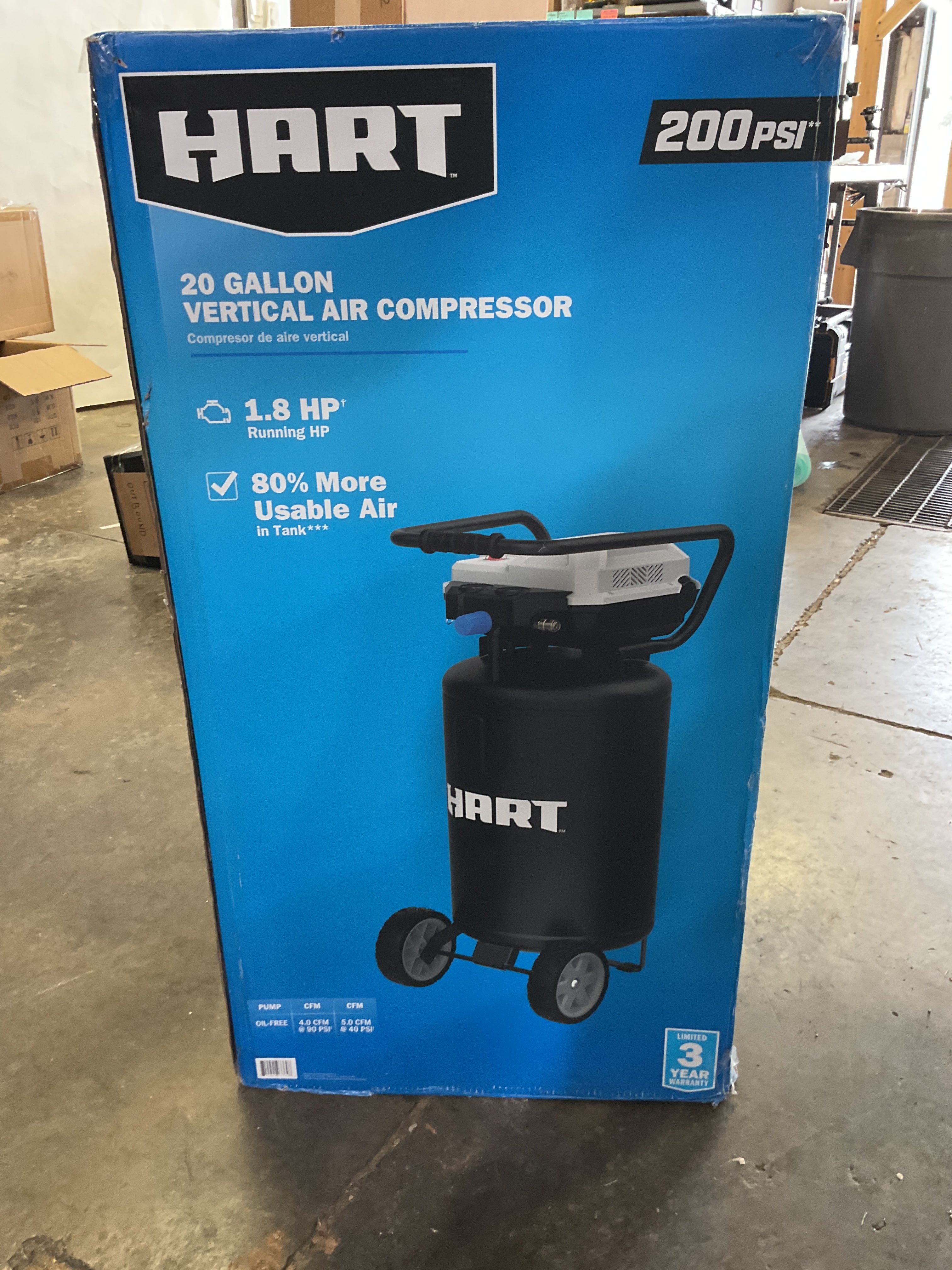 HART 20 Gallon Vertical Air Compressor - PICK UP ONLY - John