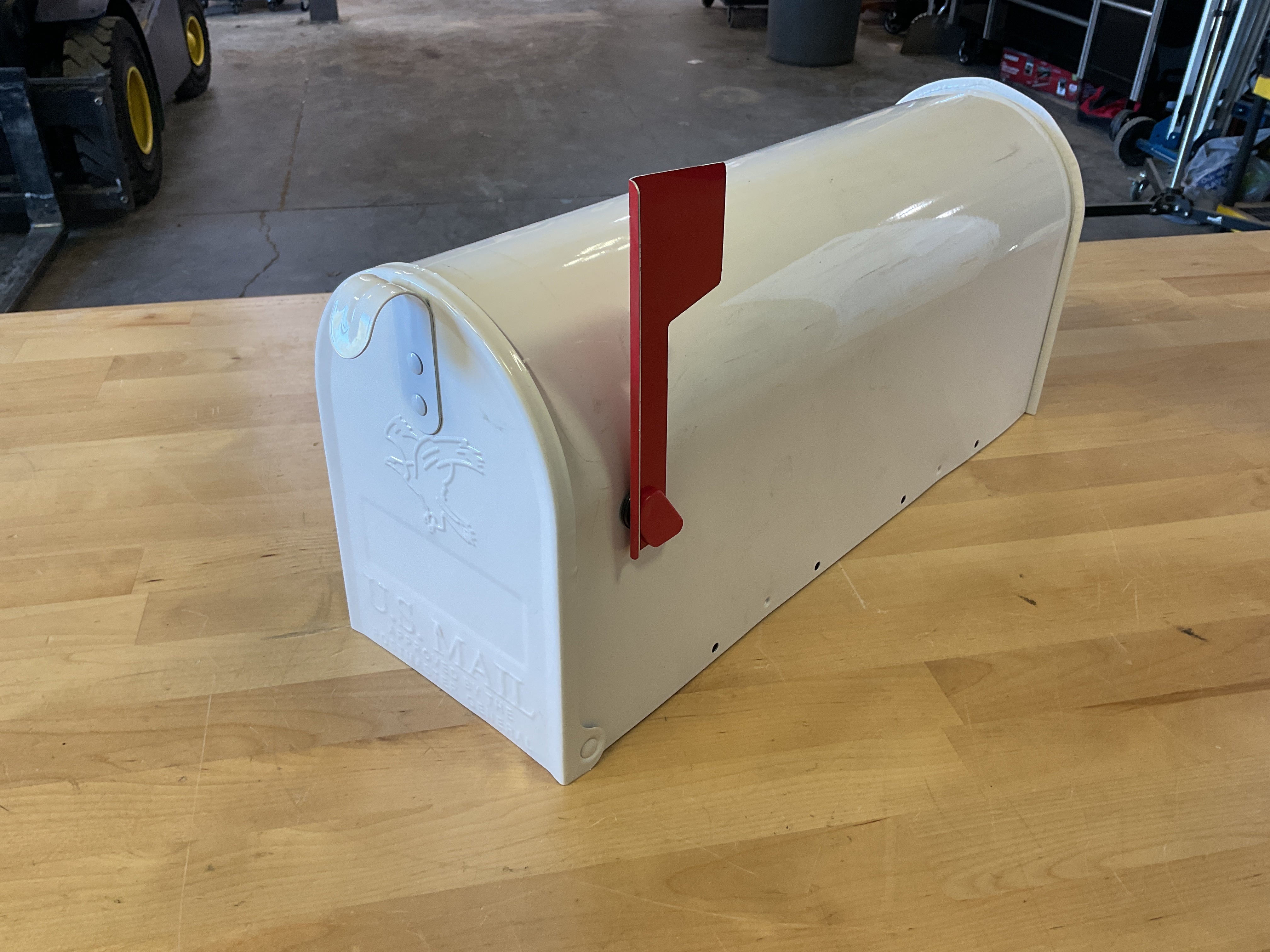 Elite White Galvanized Steel Post Mount Mailbox