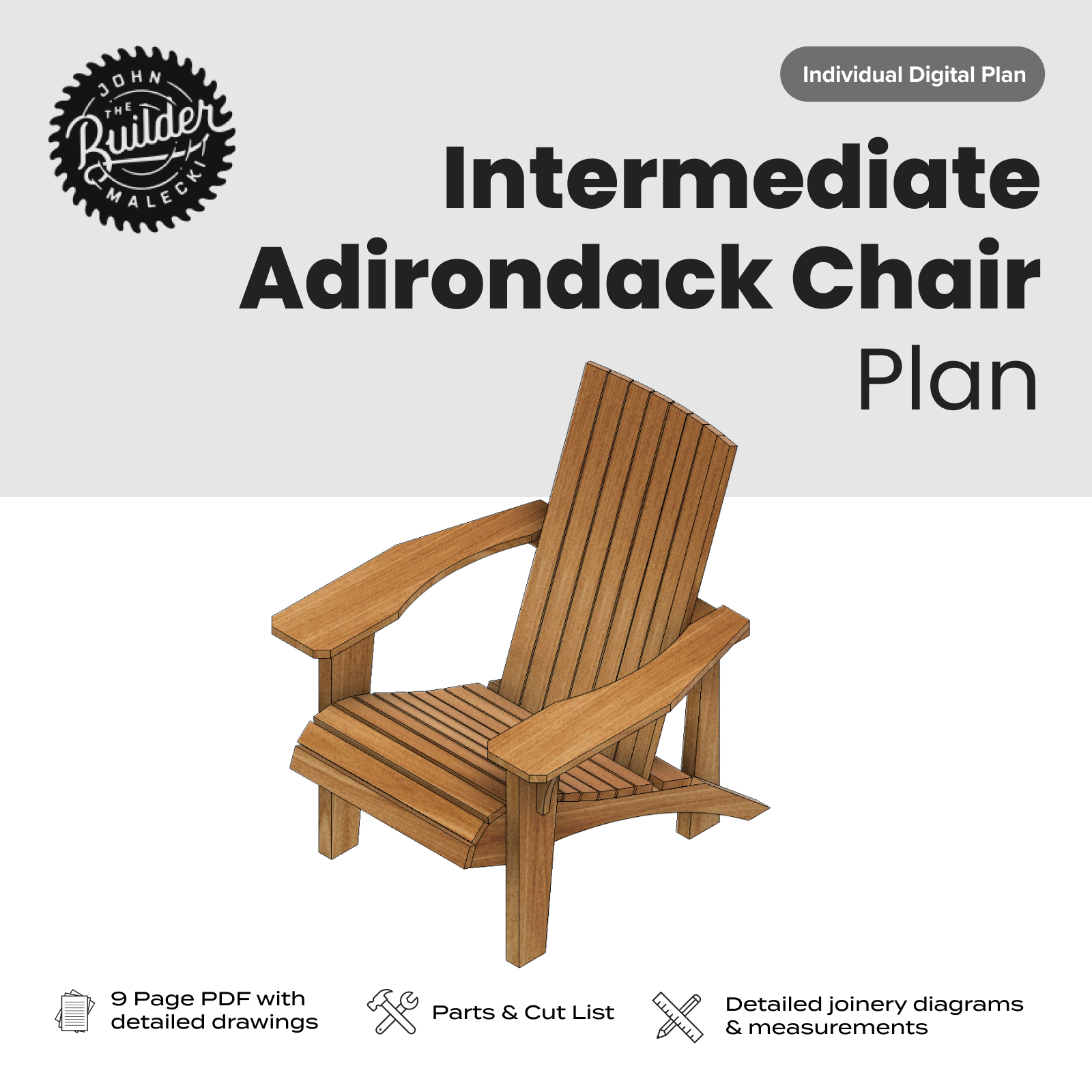 Intermediate DIY Adirondack Chair Plan - John Malecki Store