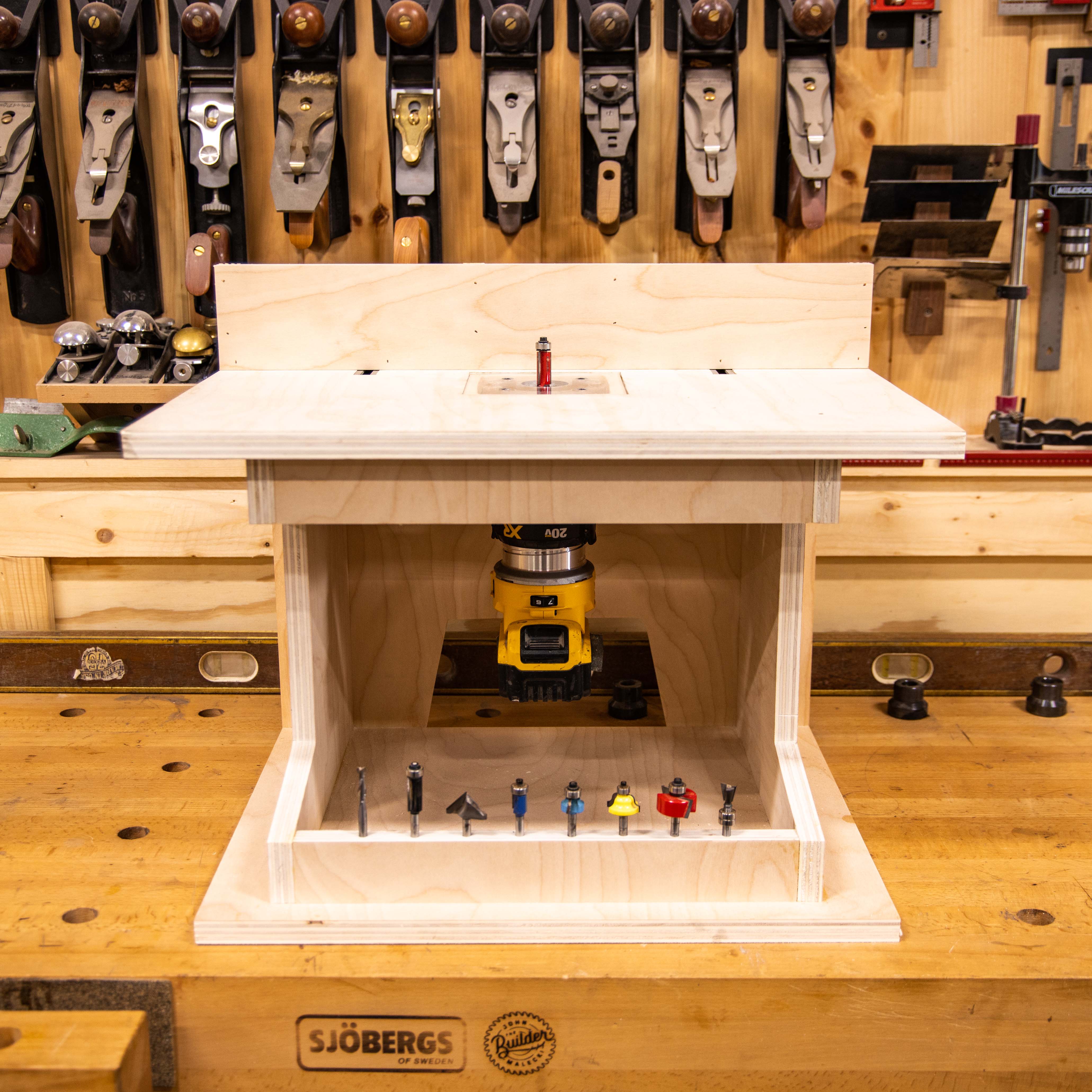 Compact Woodworking Router Table Plan John Malecki Woodworking DIY Builds Shop Shades Safety Glasses