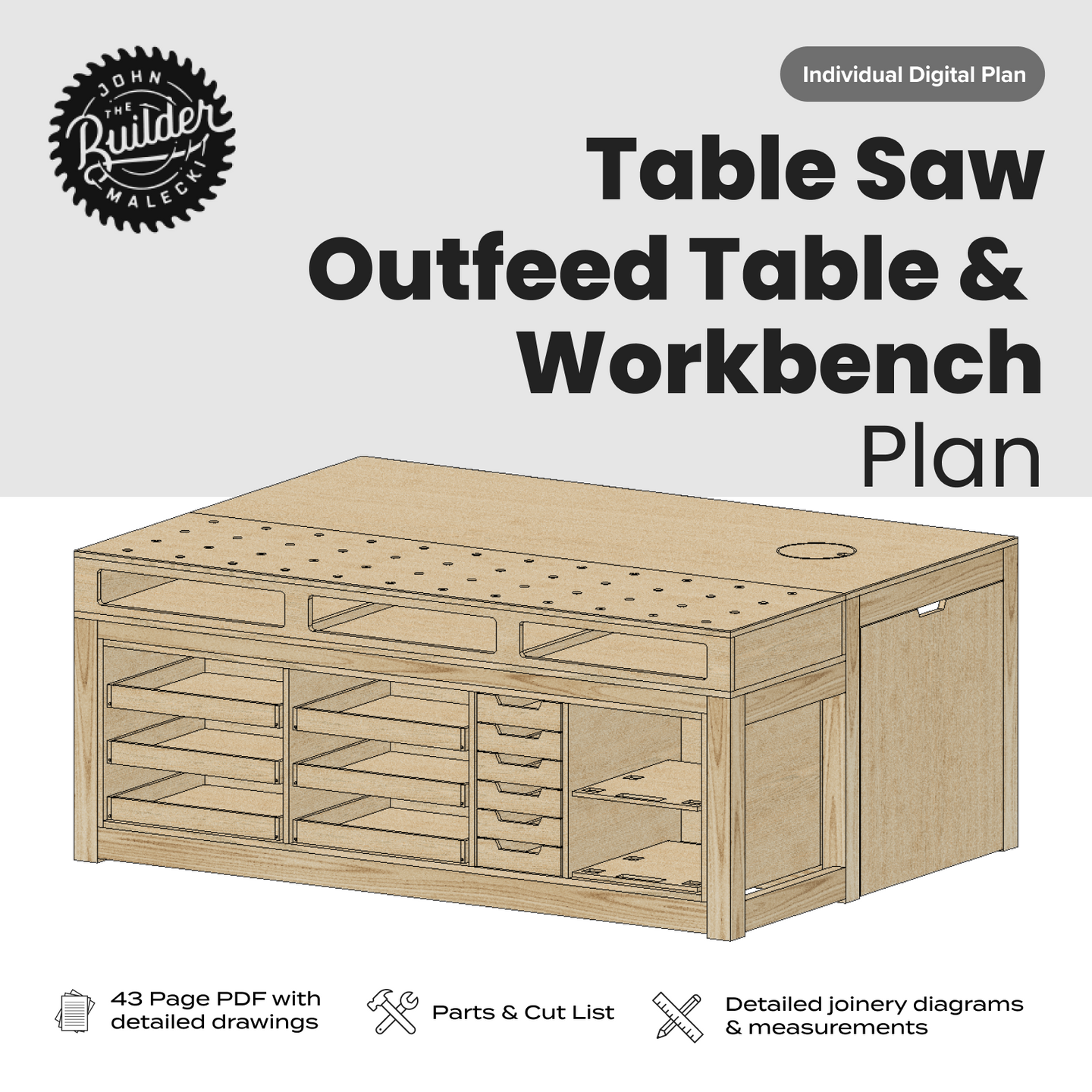 Table Saw Outfeed Table & Workbench Templates - John Malecki Store