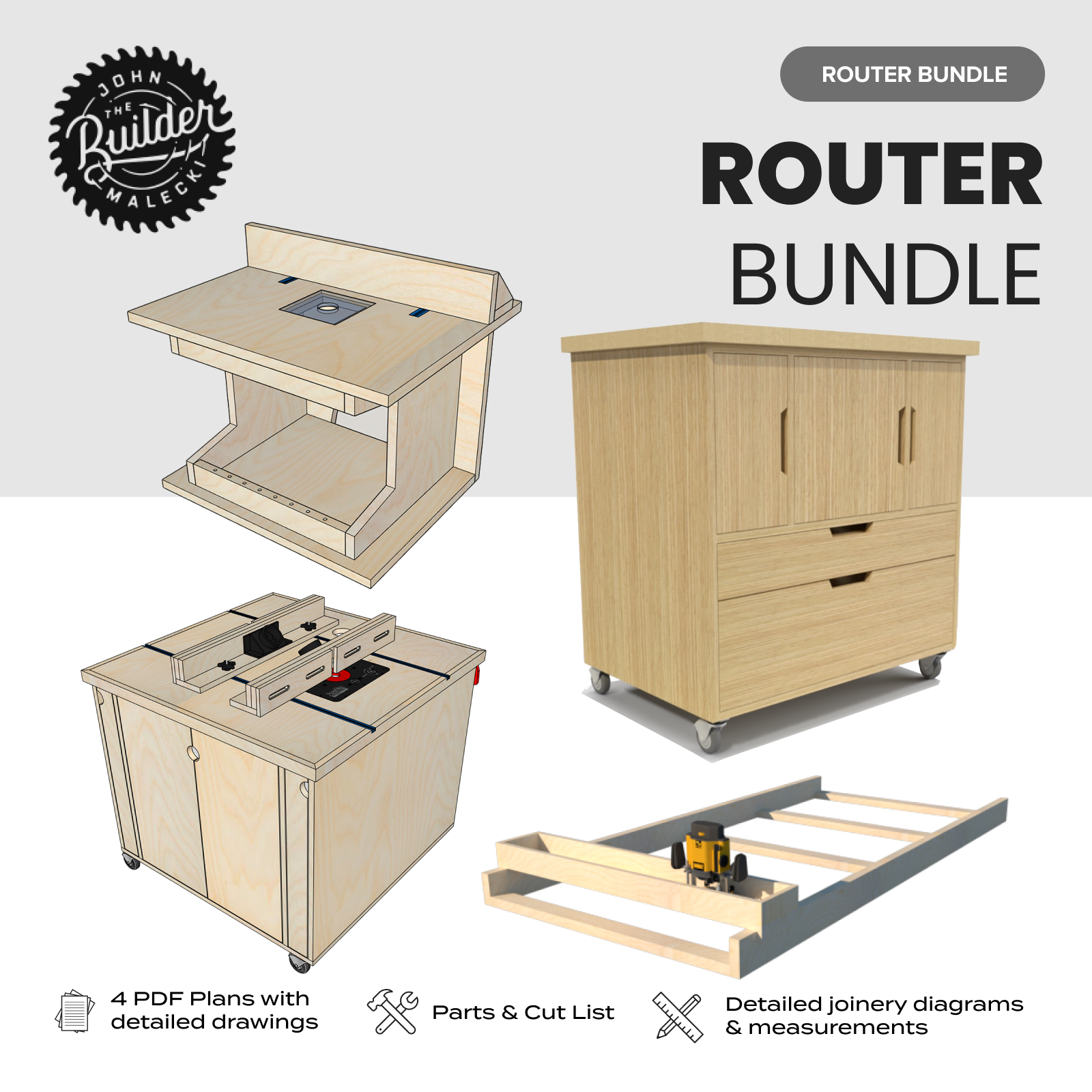 Woodworking Router Plan Bundle - John Malecki - Woodworking, DIY Builds ...
