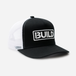 Black and white cap with 'BUILD' logo on a white background