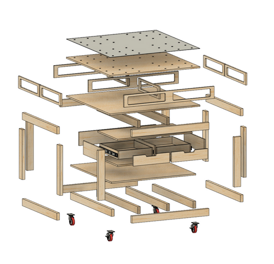 4'x4' Beginner Workbench with Storage Plan - John Malecki Store